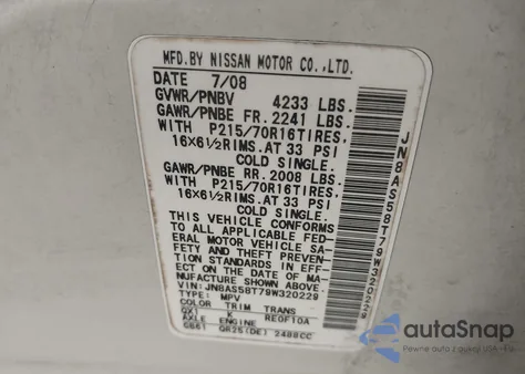 2009 Nissan Rogue S z USA, uszkodzony, nr VIN JN8AS58T79W320229